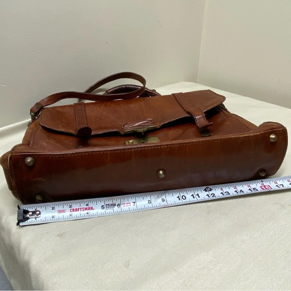 Italian Vintage Leather Brown Messenger Bag , Rare